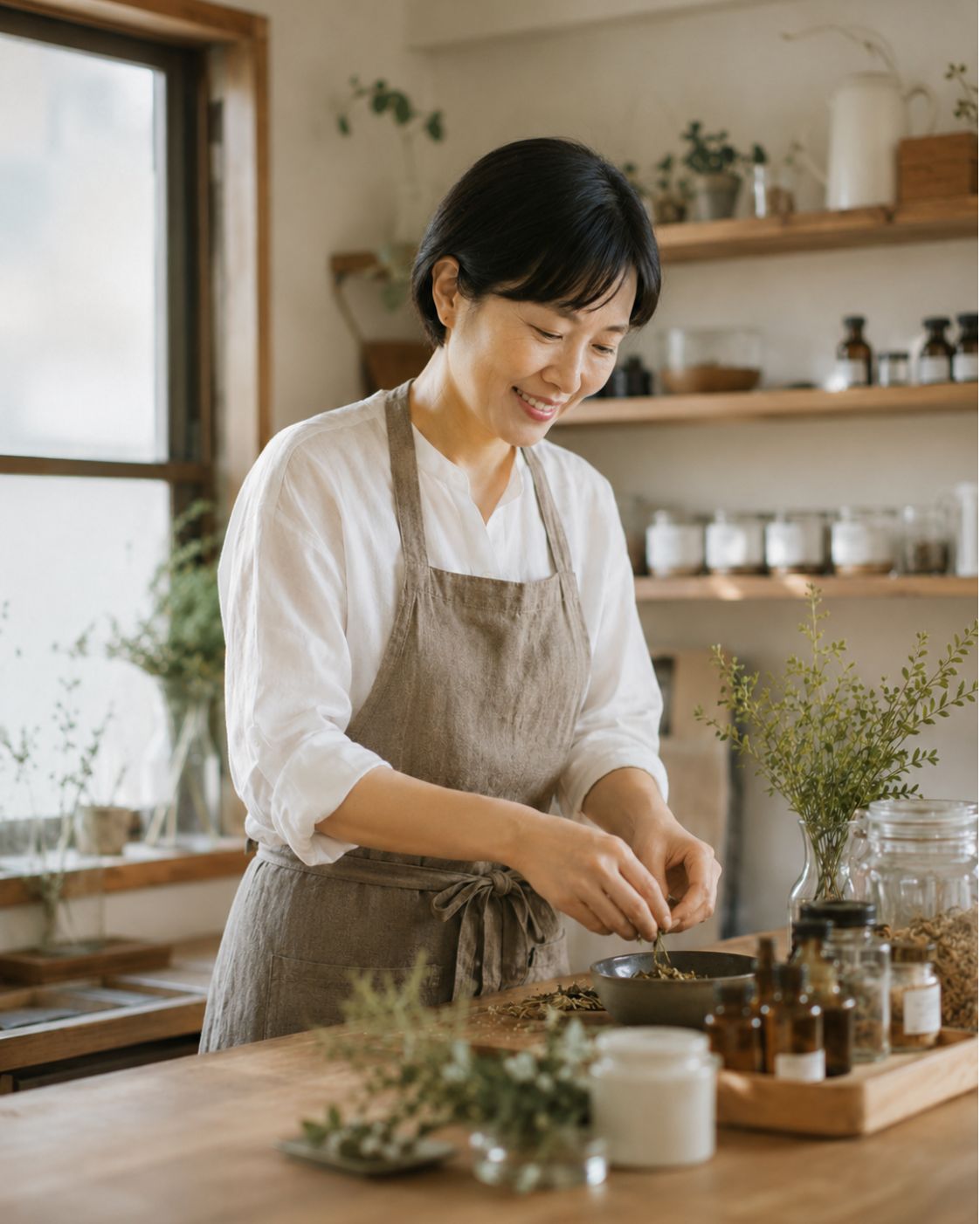 自然な表情で仕事をしている姿